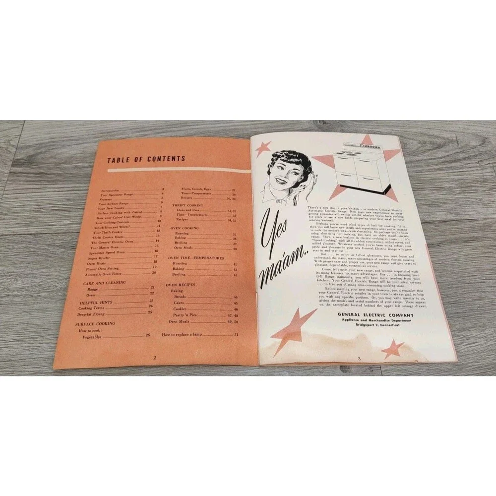 VTG GE Booklet How To Enjoy Electric Cooking, 40s, 50s, Manual Cookbook